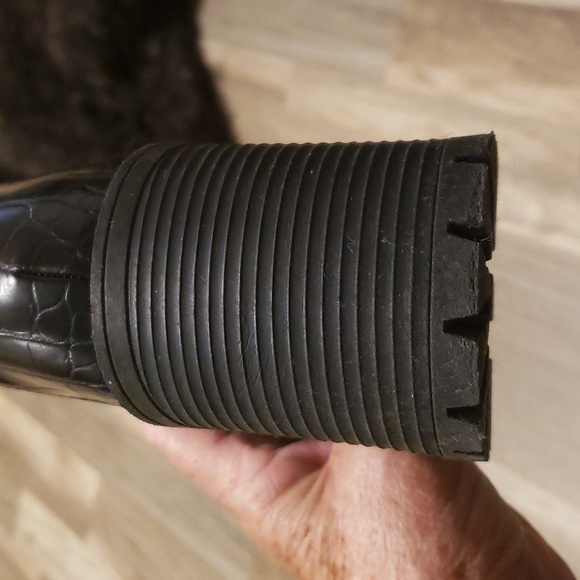 MISS LOLA MARTINEZ BLACK LEATHER EMBOSSED CHUNKY COMBAT BOOT SZ 6 - Picture 9 of 12